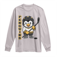 Funny Penguin Playing Ice Hockey Long Sleeve Shirt Gift For Kids - Wonder Print Shop