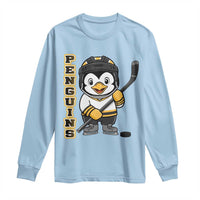Funny Penguin Playing Ice Hockey Long Sleeve Shirt Gift For Kids - Wonder Print Shop