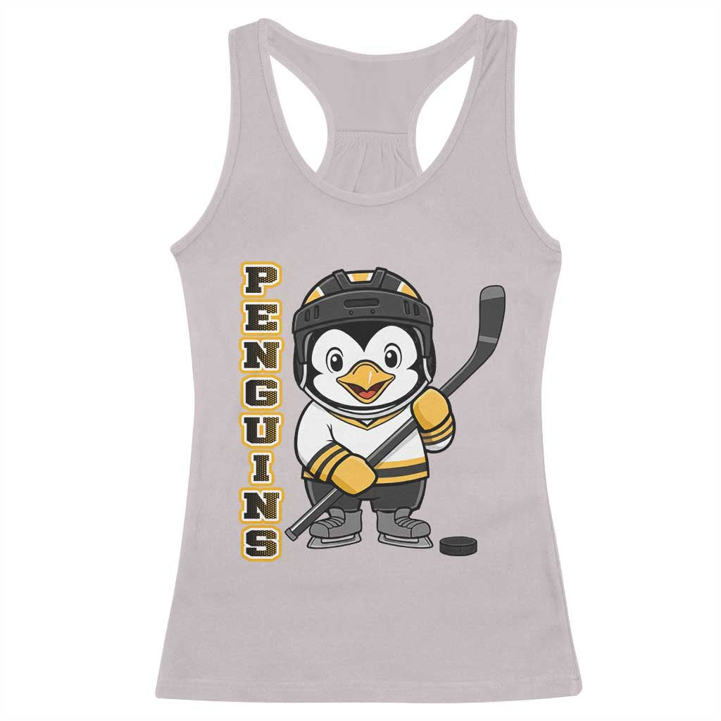Funny Penguin Playing Ice Hockey Racerback Tank Top Gift For Kids - Wonder Print Shop