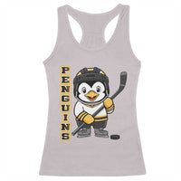 Funny Penguin Playing Ice Hockey Racerback Tank Top Gift For Kids - Wonder Print Shop