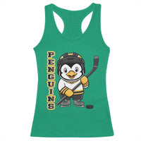Funny Penguin Playing Ice Hockey Racerback Tank Top Gift For Kids - Wonder Print Shop