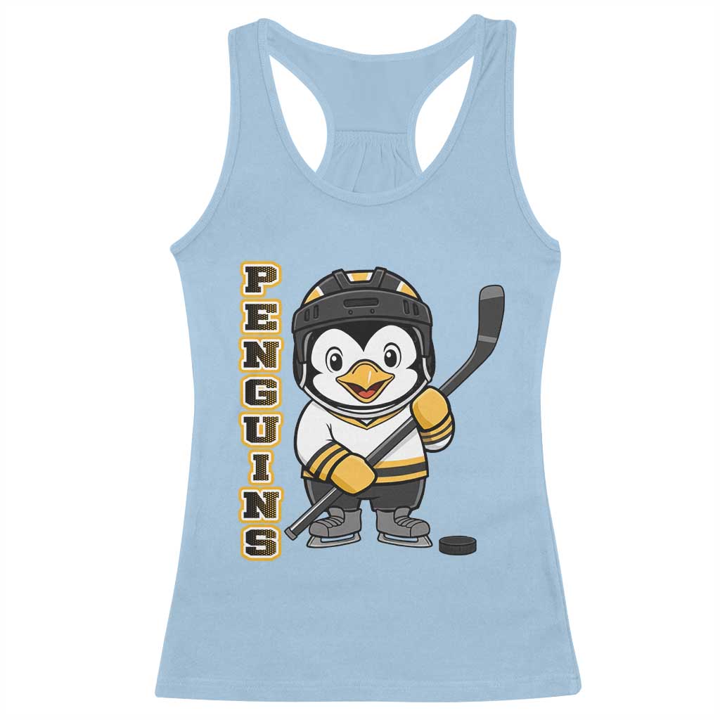Funny Penguin Playing Ice Hockey Racerback Tank Top Gift For Kids - Wonder Print Shop