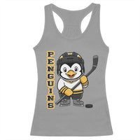 Funny Penguin Playing Ice Hockey Racerback Tank Top Gift For Kids - Wonder Print Shop