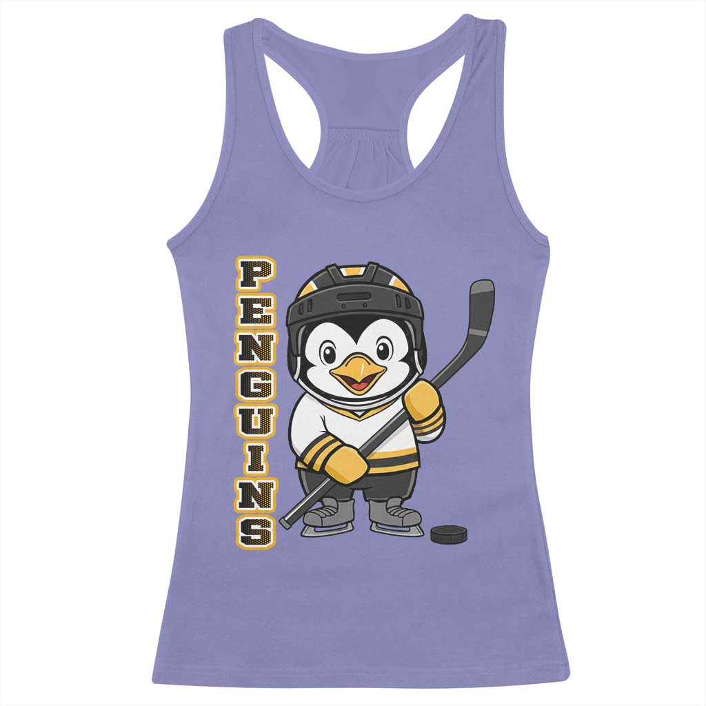 Funny Penguin Playing Ice Hockey Racerback Tank Top Gift For Kids - Wonder Print Shop