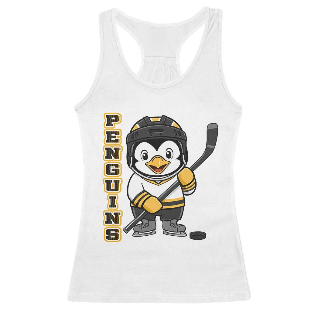 Funny Penguin Playing Ice Hockey Racerback Tank Top Gift For Kids - Wonder Print Shop