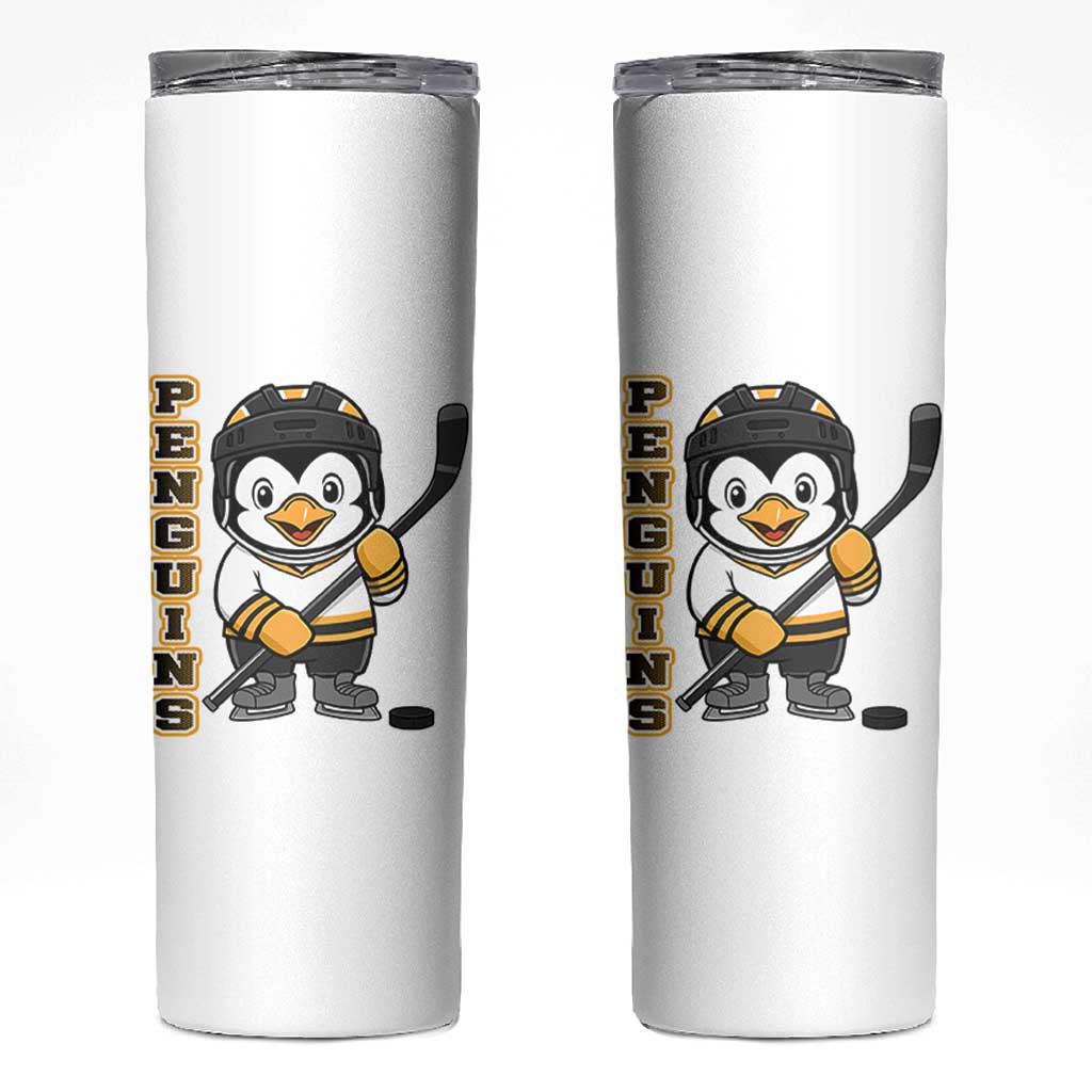 Funny Penguin Playing Ice Hockey Skinny Tumbler Gift For Kids - Wonder Print Shop