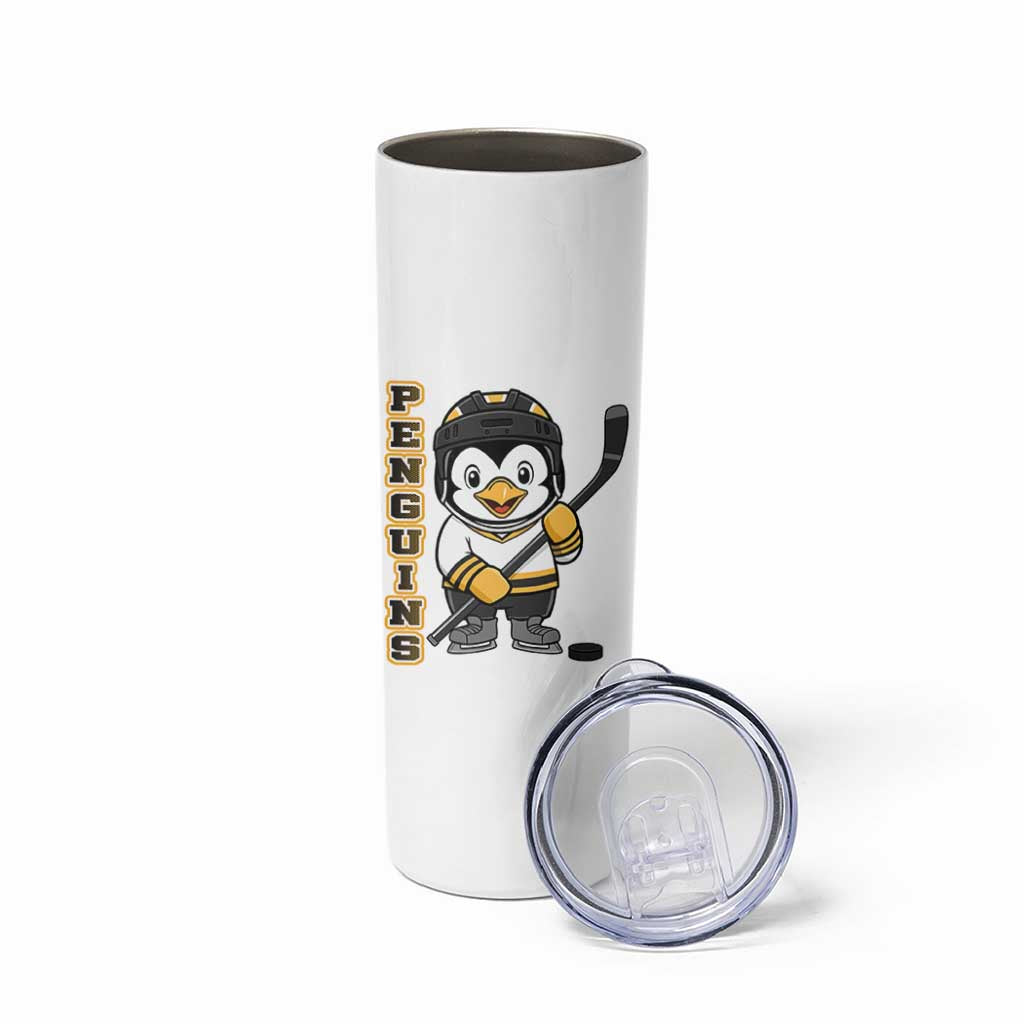 Funny Penguin Playing Ice Hockey Skinny Tumbler Gift For Kids - Wonder Print Shop