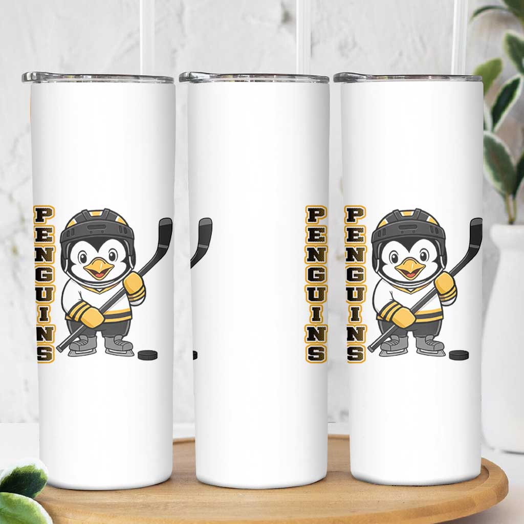 Funny Penguin Playing Ice Hockey Skinny Tumbler Gift For Kids - Wonder Print Shop