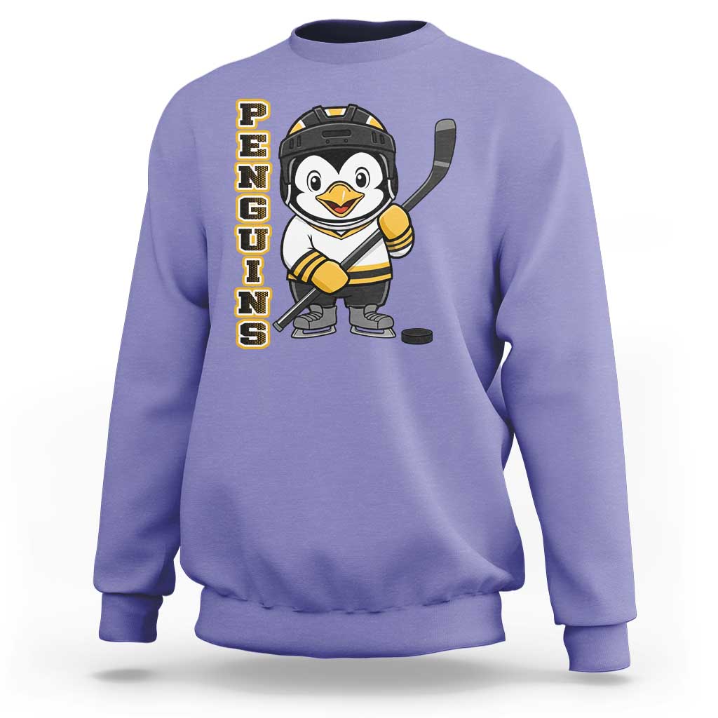 Funny Penguin Playing Ice Hockey Sweatshirt Gift For Kids - Wonder Print Shop