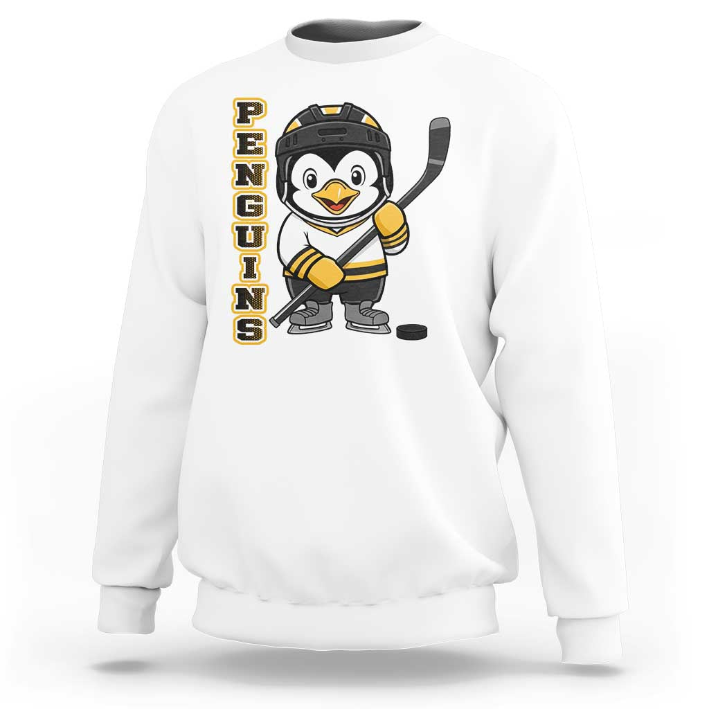 Funny Penguin Playing Ice Hockey Sweatshirt Gift For Kids - Wonder Print Shop