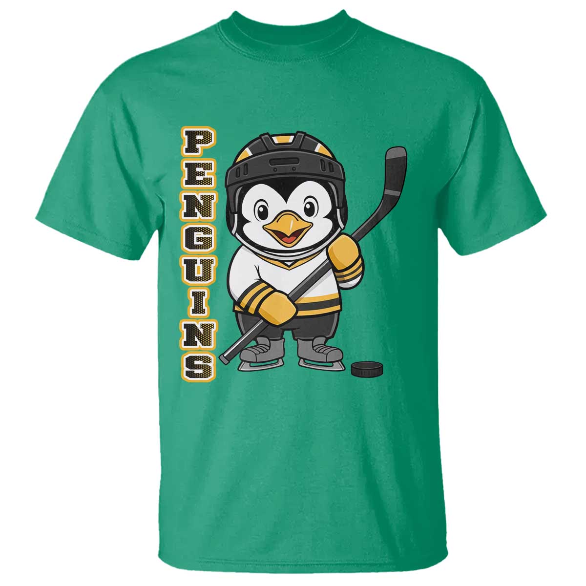 Funny Penguin Playing Ice Hockey T Shirt Gift For Kids - Wonder Print Shop