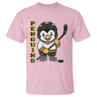 Funny Penguin Playing Ice Hockey T Shirt Gift For Kids - Wonder Print Shop