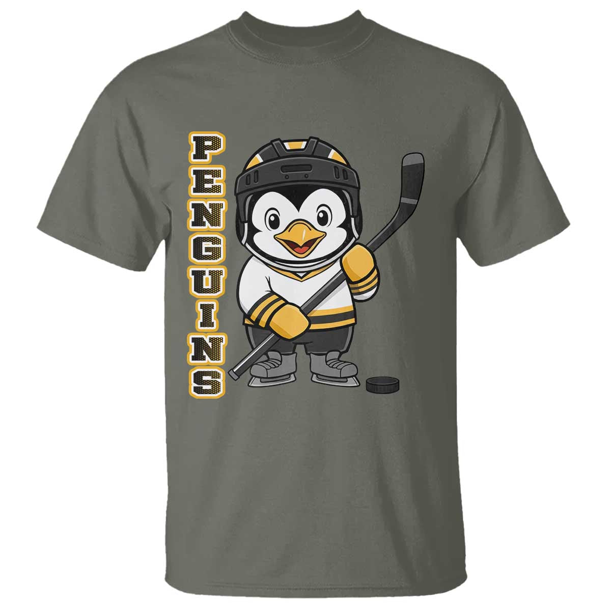 Funny Penguin Playing Ice Hockey T Shirt Gift For Kids - Wonder Print Shop