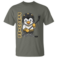 Funny Penguin Playing Ice Hockey T Shirt Gift For Kids - Wonder Print Shop