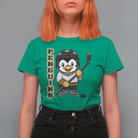 Funny Penguin Playing Ice Hockey T Shirt For Women Gift For Kids - Wonder Print Shop