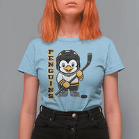 Funny Penguin Playing Ice Hockey T Shirt For Women Gift For Kids - Wonder Print Shop