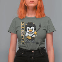 Funny Penguin Playing Ice Hockey T Shirt For Women Gift For Kids - Wonder Print Shop