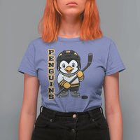 Funny Penguin Playing Ice Hockey T Shirt For Women Gift For Kids - Wonder Print Shop