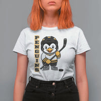 Funny Penguin Playing Ice Hockey T Shirt For Women Gift For Kids - Wonder Print Shop