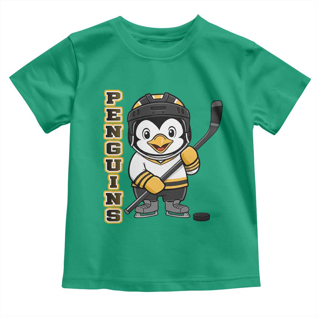 Funny Penguin Playing Ice Hockey Toddler T Shirt Gift For Kids - Wonder Print Shop