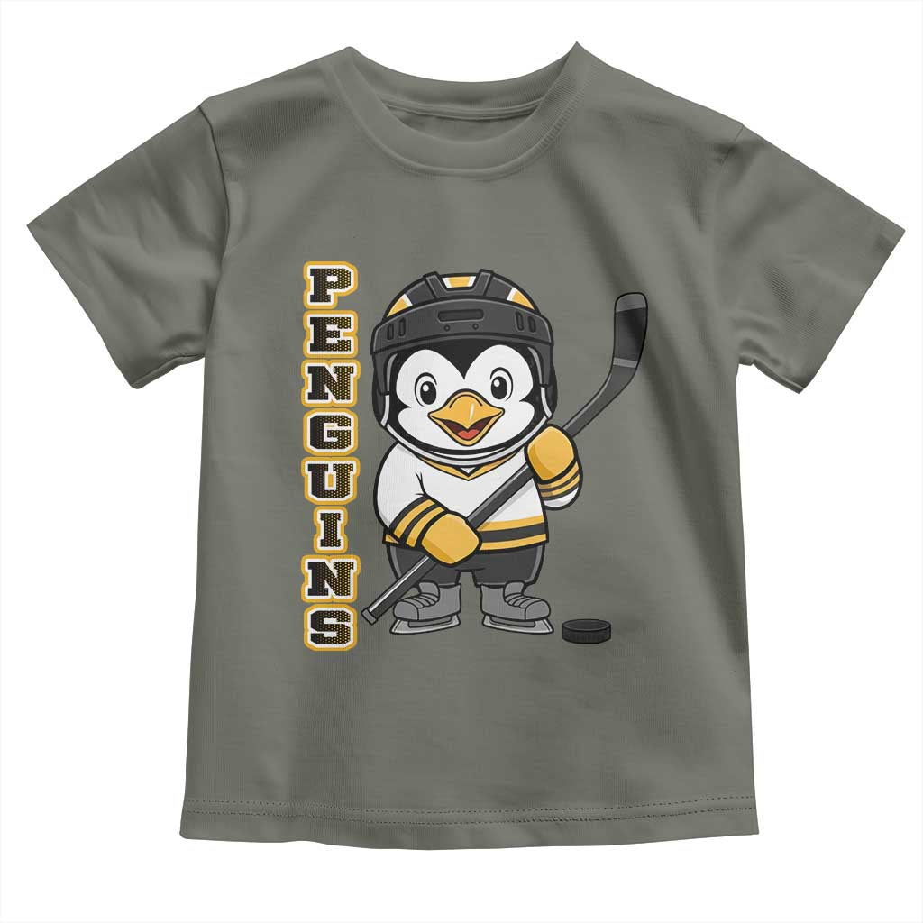 Funny Penguin Playing Ice Hockey Toddler T Shirt Gift For Kids - Wonder Print Shop