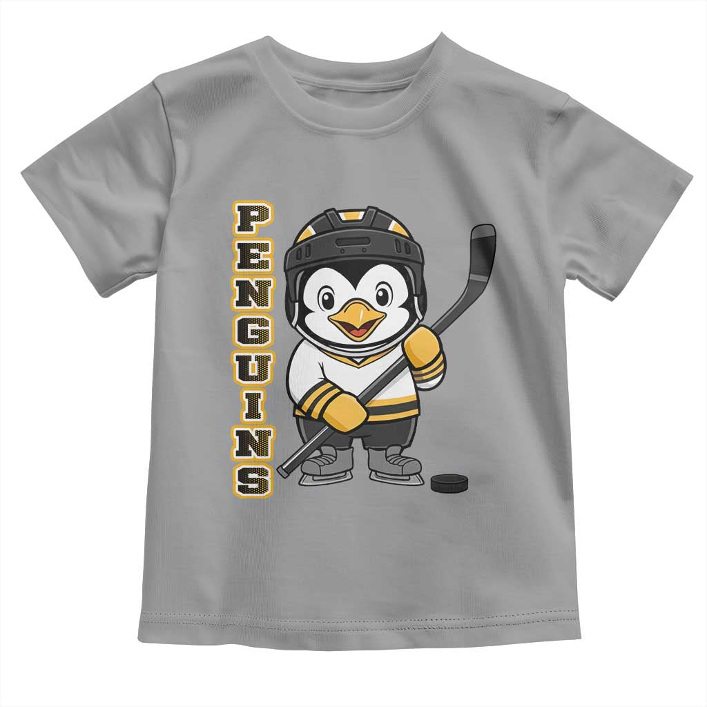 Funny Penguin Playing Ice Hockey Toddler T Shirt Gift For Kids - Wonder Print Shop