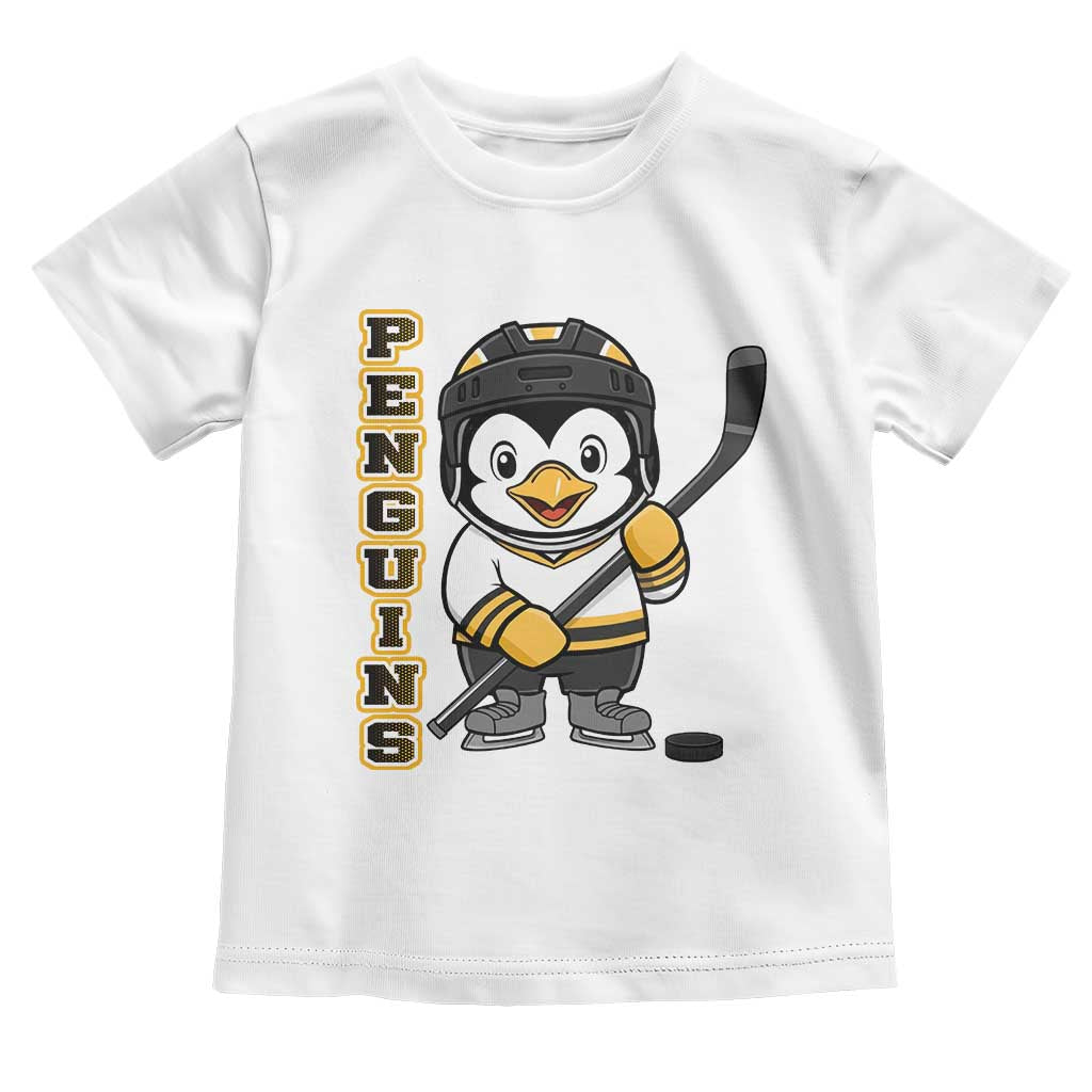 Funny Penguin Playing Ice Hockey Toddler T Shirt Gift For Kids - Wonder Print Shop