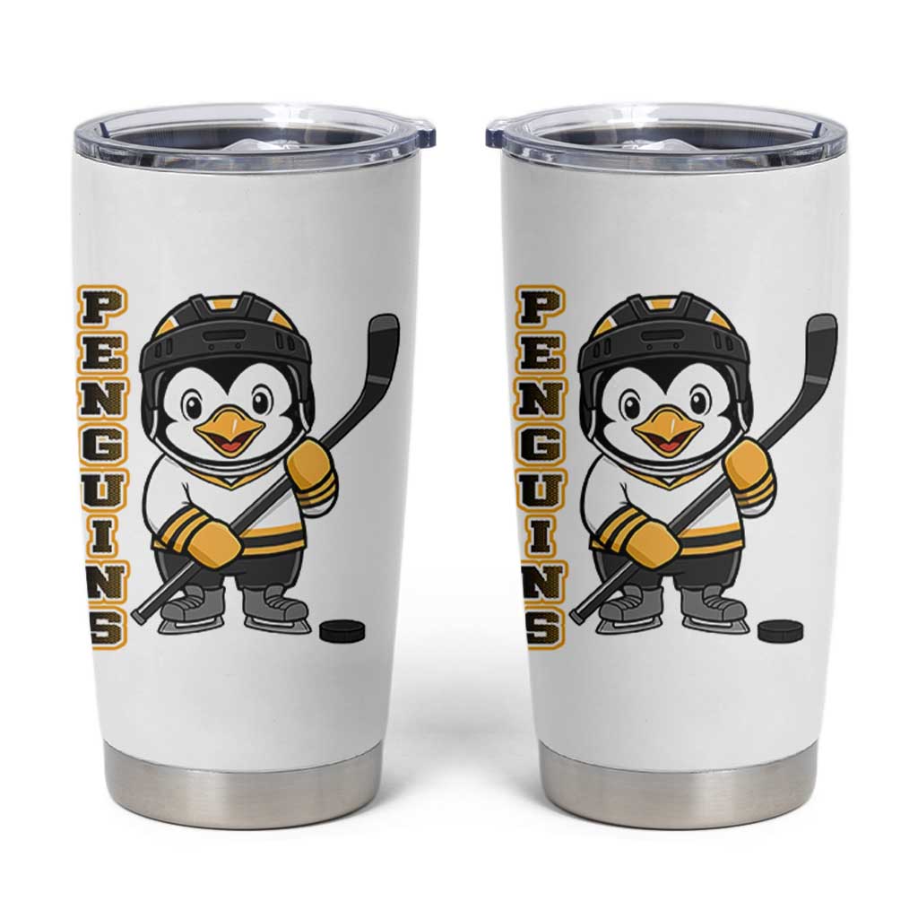 Funny Penguin Playing Ice Hockey Tumbler Cup Gift For Kids - Wonder Print Shop