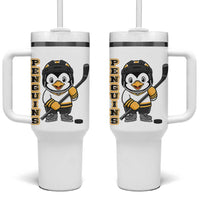 Funny Penguin Playing Ice Hockey Tumbler With Handle Gift For Kids - Wonder Print Shop