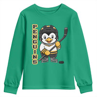 Funny Penguin Playing Ice Hockey Youth Sweatshirt Gift For Kids - Wonder Print Shop