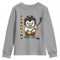 Funny Penguin Playing Ice Hockey Youth Sweatshirt Gift For Kids - Wonder Print Shop