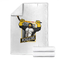 Funny Ice Hockey Player Gift Throw Blanket Penguin Power - Wonder Print Shop