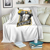 Funny Ice Hockey Player Gift Throw Blanket Penguin Power - Wonder Print Shop