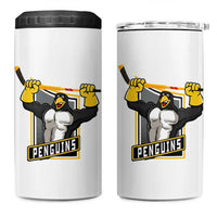 Funny Ice Hockey Player Gift 4 in 1 Can Cooler Tumbler Penguin Power - Wonder Print Shop