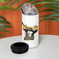 Funny Ice Hockey Player Gift 4 in 1 Can Cooler Tumbler Penguin Power - Wonder Print Shop
