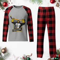 Funny Ice Hockey Player Gift Plaid Pajama Set Penguin Power - Wonder Print Shop
