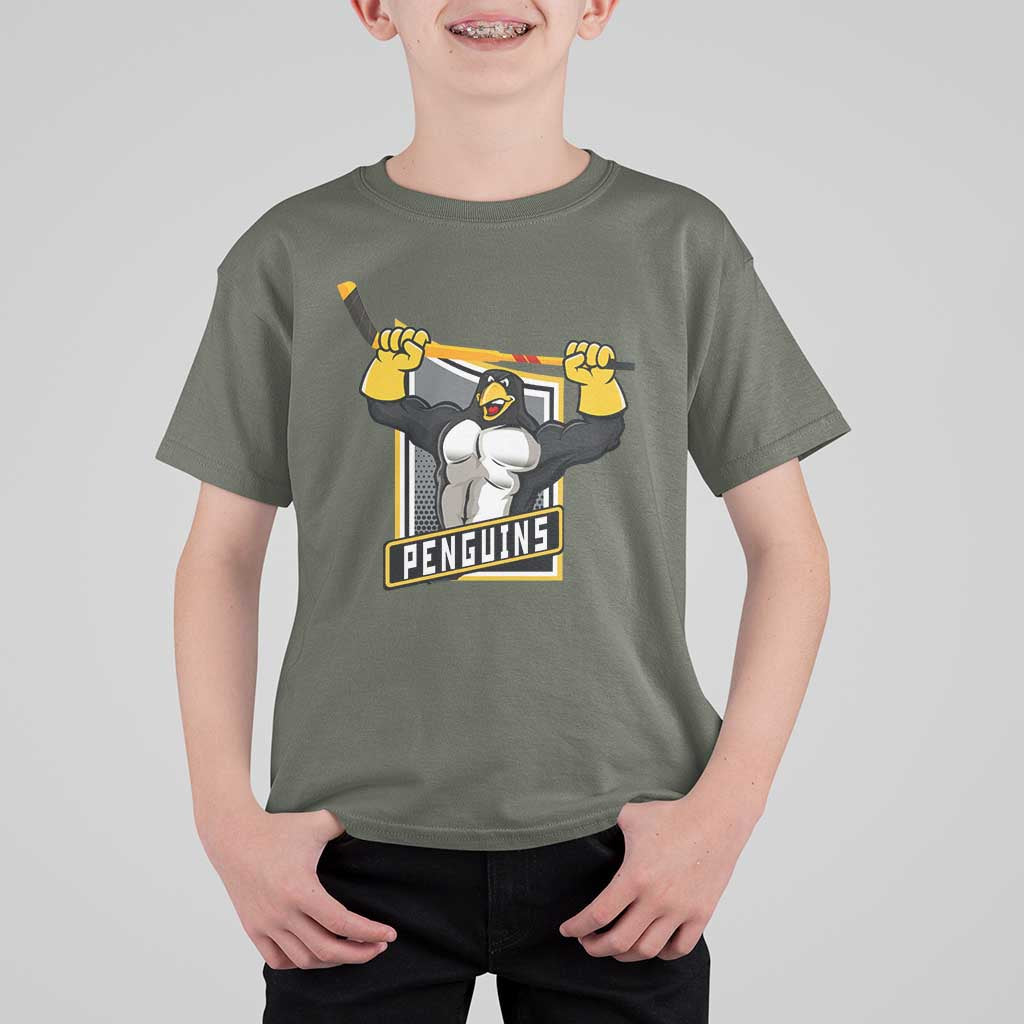 Funny Ice Hockey Player Gift T Shirt For Kid Penguin Power - Wonder Print Shop