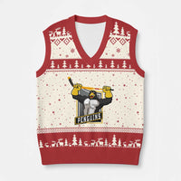 Funny Ice Hockey Player Gift V-Neck Knit Sweater Vest Penguin Power - Wonder Print Shop