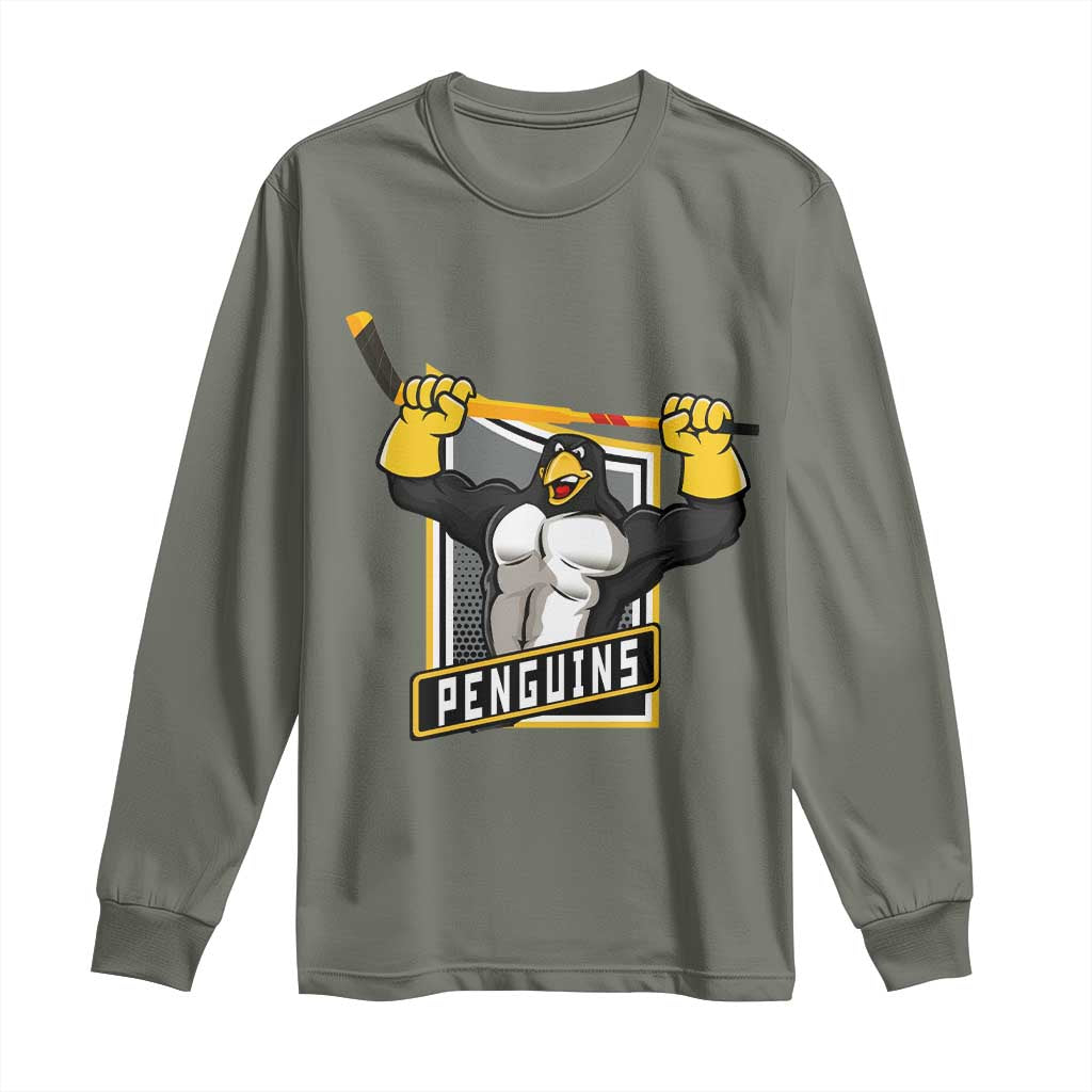 Funny Ice Hockey Player Gift Long Sleeve Shirt Penguin Power - Wonder Print Shop