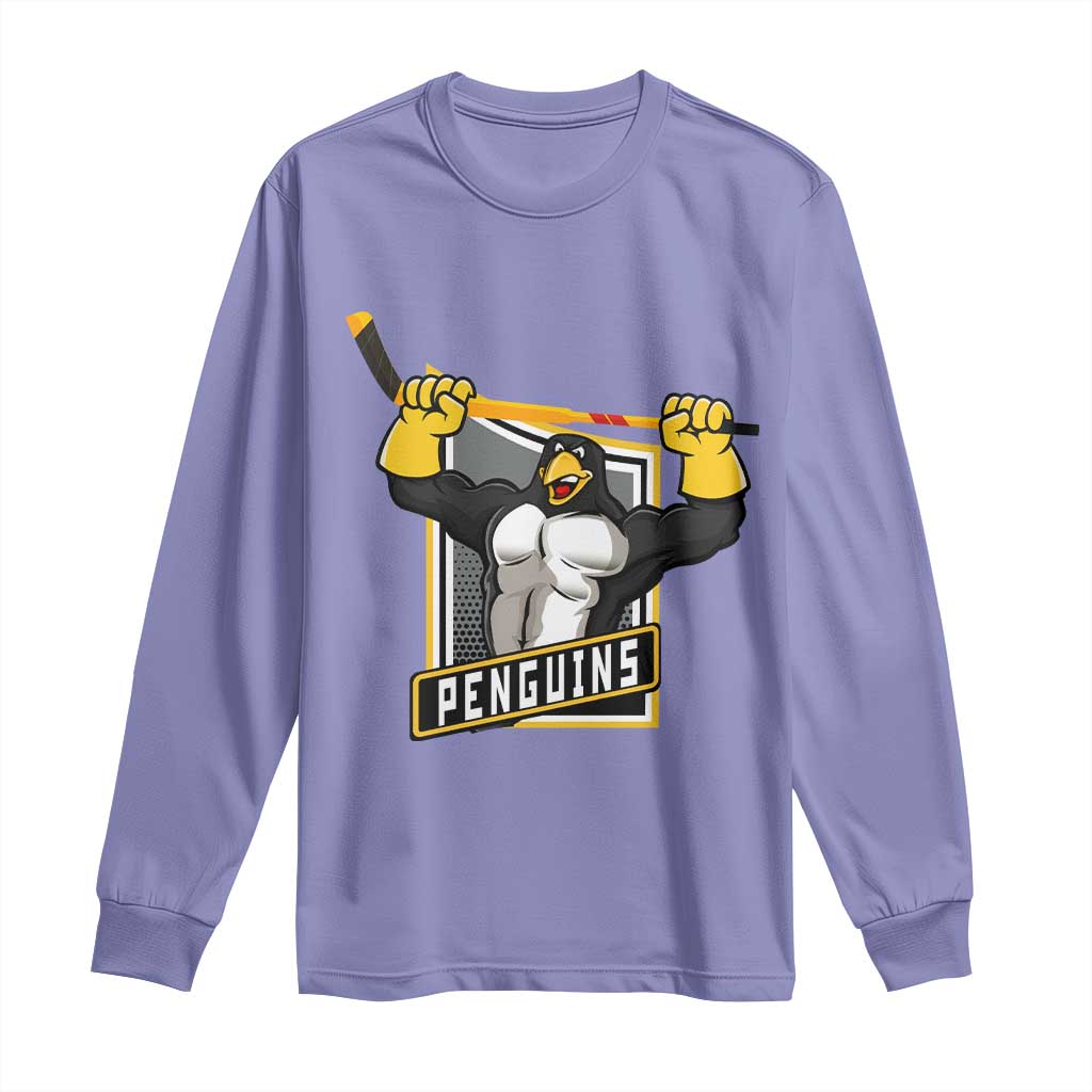 Funny Ice Hockey Player Gift Long Sleeve Shirt Penguin Power - Wonder Print Shop