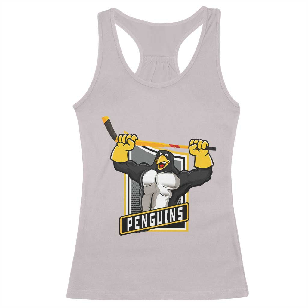 Funny Ice Hockey Player Gift Racerback Tank Top Penguin Power - Wonder Print Shop