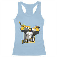 Funny Ice Hockey Player Gift Racerback Tank Top Penguin Power - Wonder Print Shop