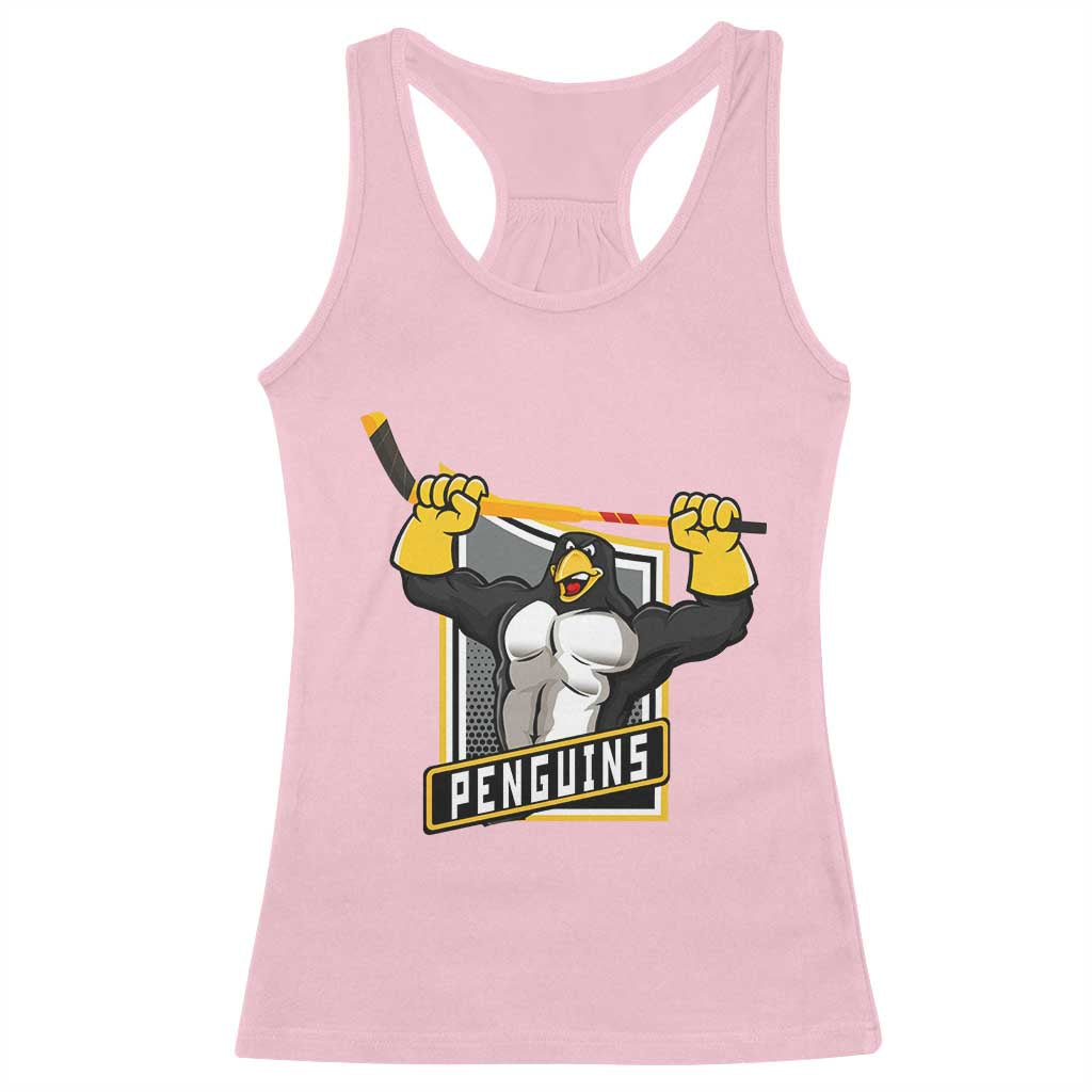 Funny Ice Hockey Player Gift Racerback Tank Top Penguin Power - Wonder Print Shop