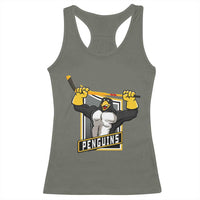 Funny Ice Hockey Player Gift Racerback Tank Top Penguin Power - Wonder Print Shop