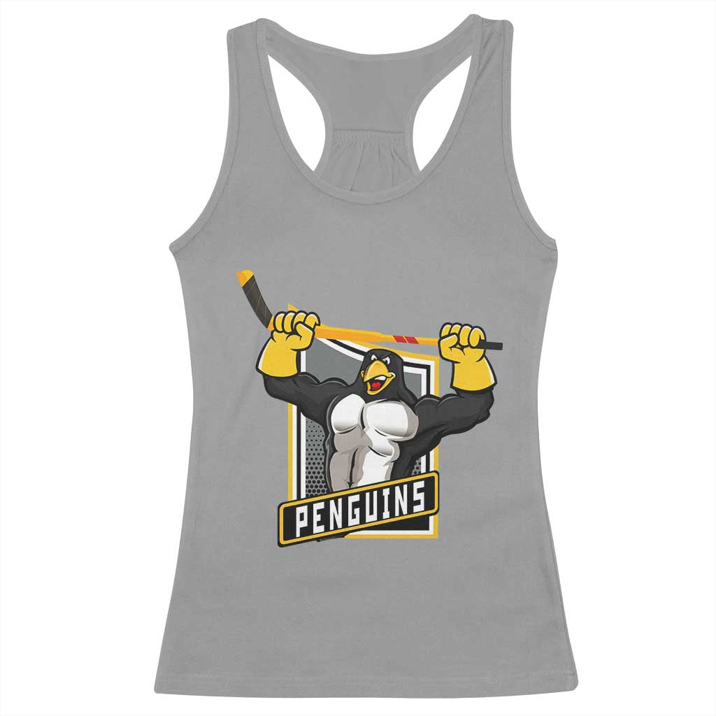 Funny Ice Hockey Player Gift Racerback Tank Top Penguin Power - Wonder Print Shop