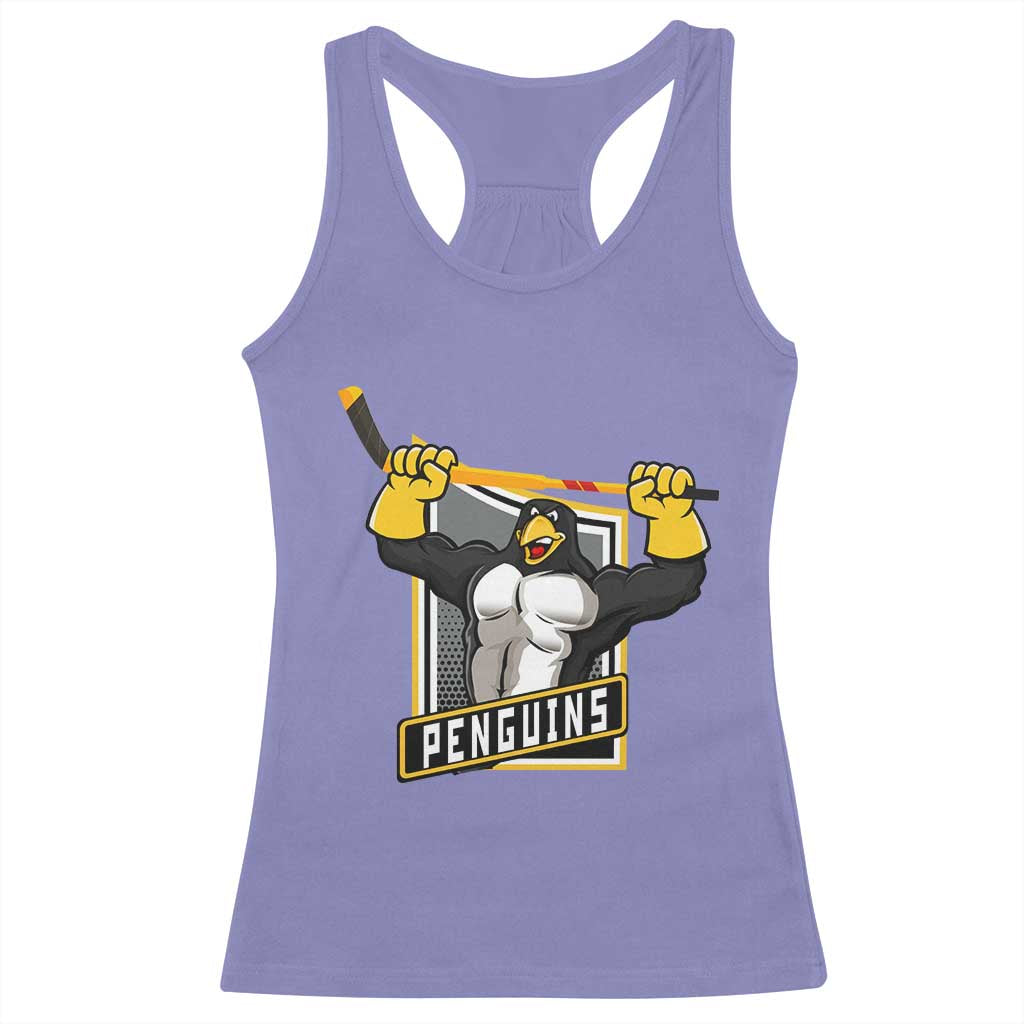 Funny Ice Hockey Player Gift Racerback Tank Top Penguin Power - Wonder Print Shop