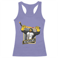 Funny Ice Hockey Player Gift Racerback Tank Top Penguin Power - Wonder Print Shop