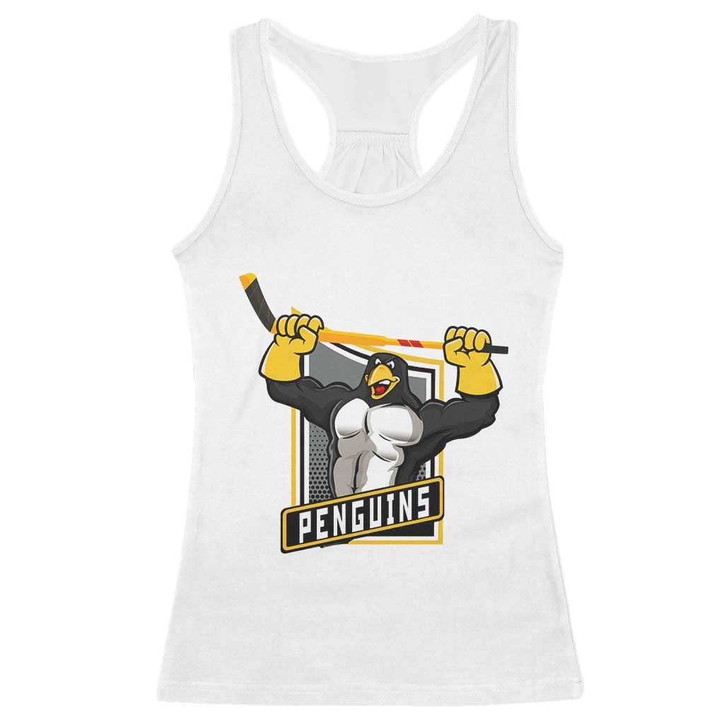 Funny Ice Hockey Player Gift Racerback Tank Top Penguin Power - Wonder Print Shop
