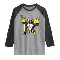 Funny Ice Hockey Player Gift Raglan Shirt Penguin Power - Wonder Print Shop