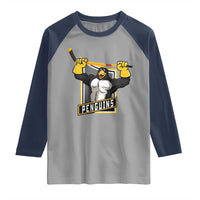 Funny Ice Hockey Player Gift Raglan Shirt Penguin Power - Wonder Print Shop
